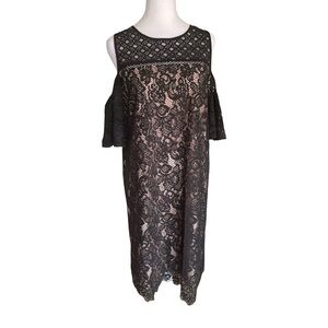 NWT LOFT Black Lace Cold Shoulder Dress Size 12T